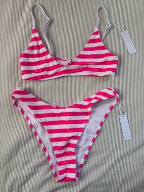 Bright Swimwear pink and white stripe